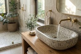 Lavabo và bồn tắm đúc Terrazzo xu hướng nâng tầm không gian sống